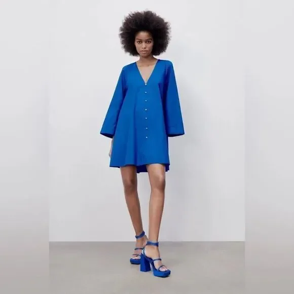 ZARA VOLUMINOUS MINI DRESS - Picture 3 of 9